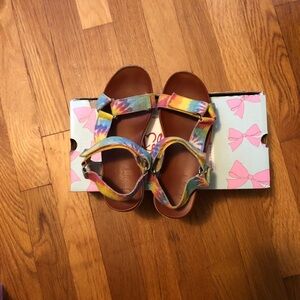 Jellypop Sandals Kid Quests-Rainbow Tie-Dye Canvas-girl’s size 13